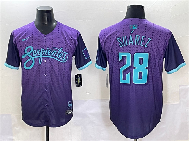 Men's Arizona Diamondbacks #28 Eugenio Suárez Purple 2025 City Connect Limited Stitched Baseball Jersey